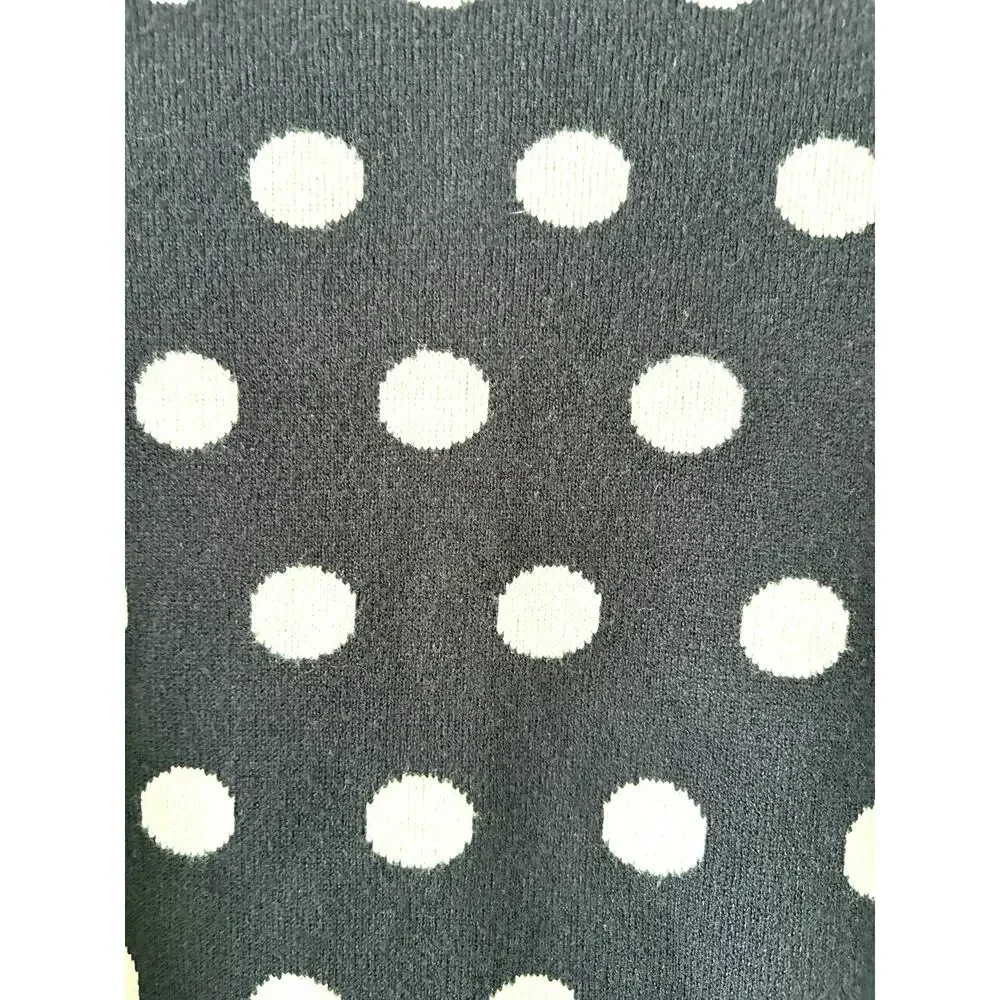 Polka Dot Navy Knit Cardigan Womens Plus Size 3X Preppy Soft Substantial Drapey